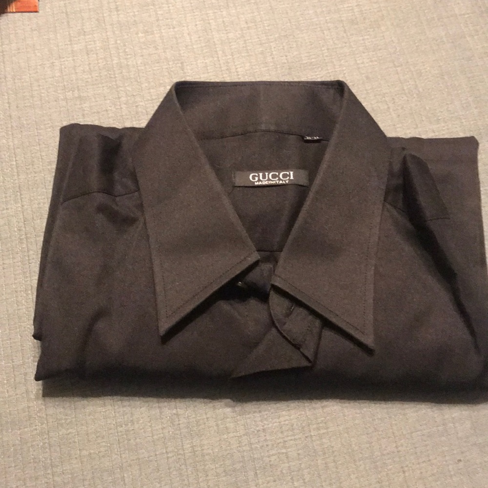 Gucci black long sleeve shirt size large 32-33